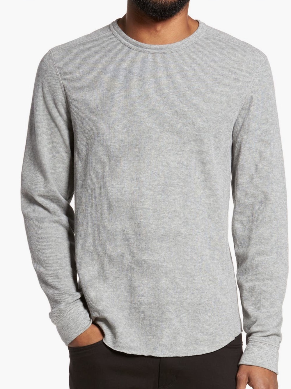 Vince -  men's ultrasoft Double Knit Long Sleeve T-Shirt. Size XL Gray